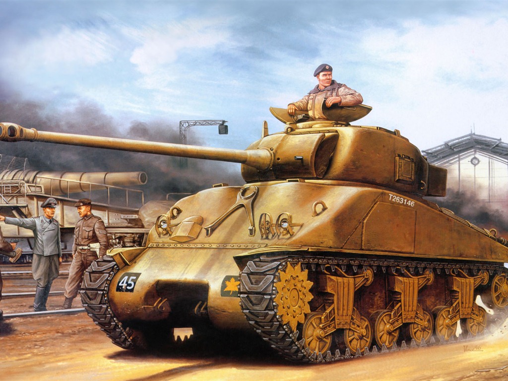 军事坦克装甲 高清绘画壁纸10 - 1024x768