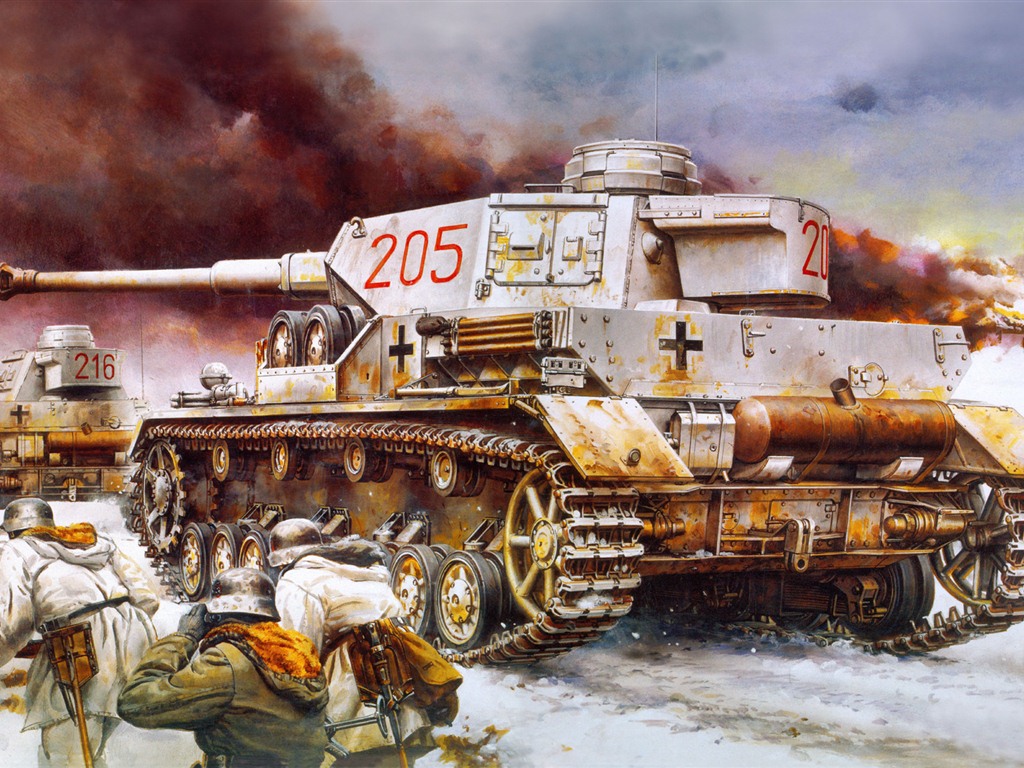 军事坦克装甲 高清绘画壁纸15 - 1024x768