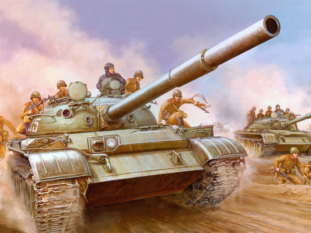 Military tanks, armored HD painting wallpapers #16 - 1024x768