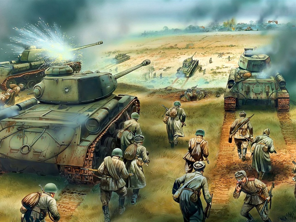 军事坦克装甲 高清绘画壁纸20 - 1024x768