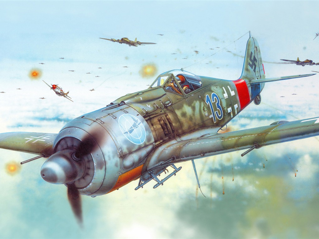 軍用機の飛行の絶妙な絵画の壁紙 #1 - 1024x768