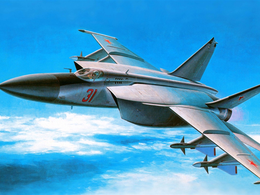 空中飞行的军用飞机 精美绘画壁纸5 - 1024x768
