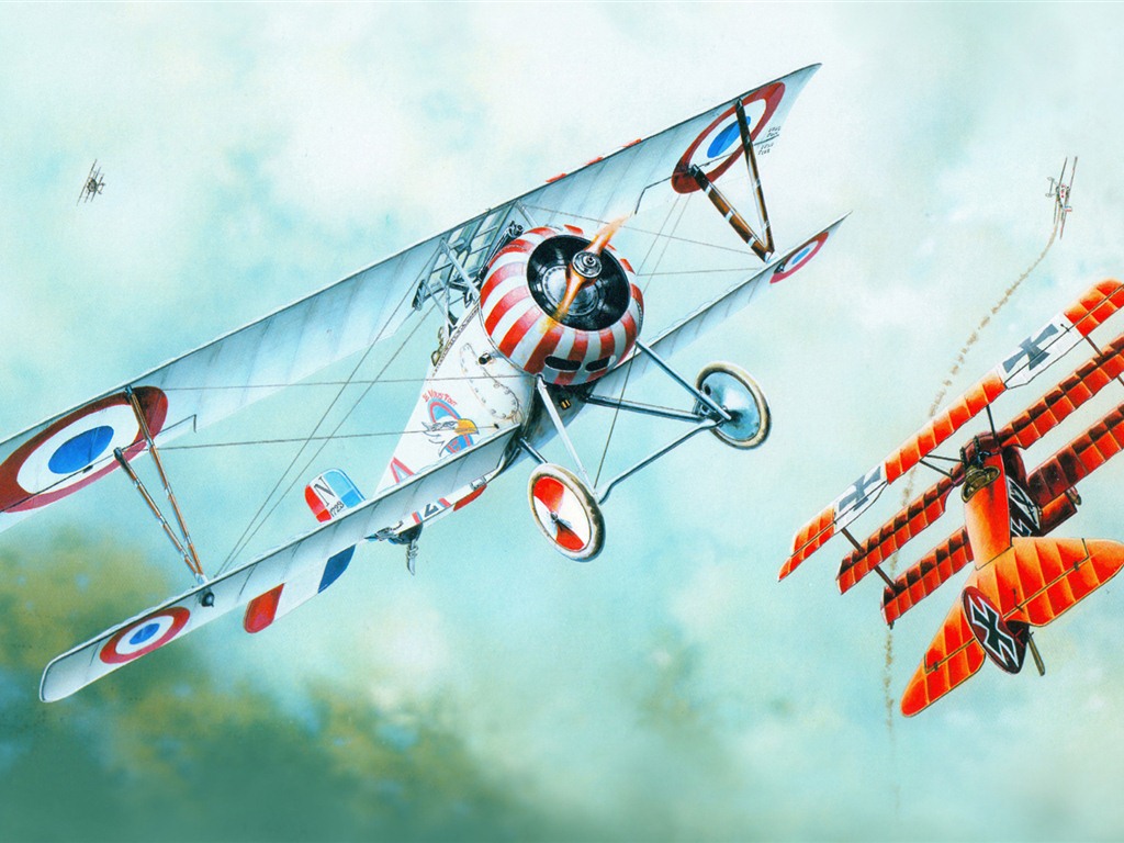 空中飞行的军用飞机 精美绘画壁纸14 - 1024x768