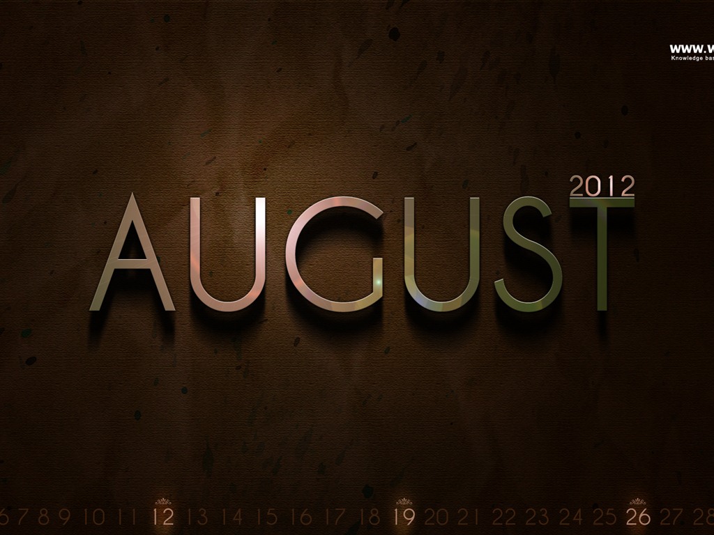 Calendario de agosto de 2012 fondos de pantalla (1) #7 - 1024x768