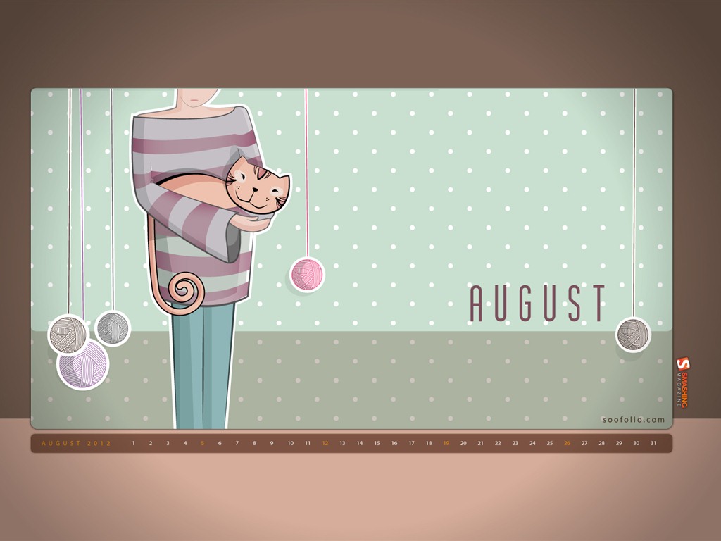 Calendario de agosto de 2012 fondos de pantalla (1) #12 - 1024x768
