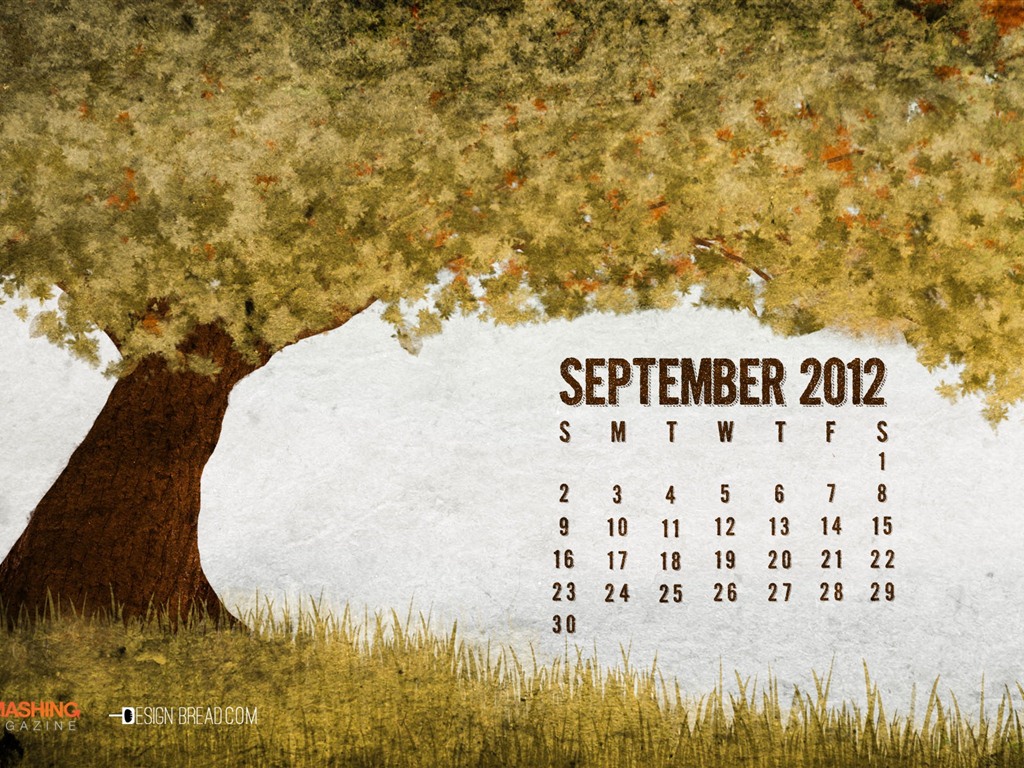 Сентябрь 2012 Календарь обои (1) #1 - 1024x768