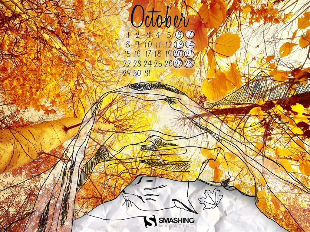 Октябрь 2012 Календарь обои (1) #1 - 1024x768