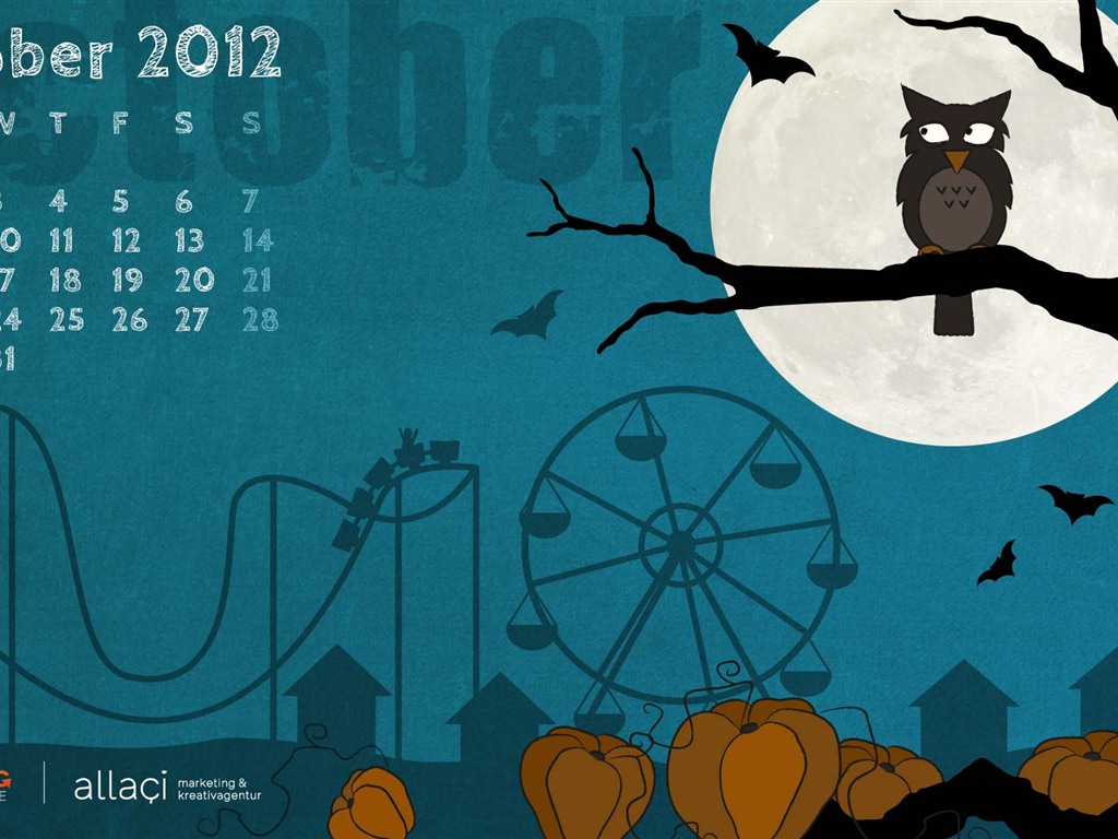 October 2012 Calendar wallpaper (1) #10 - 1024x768