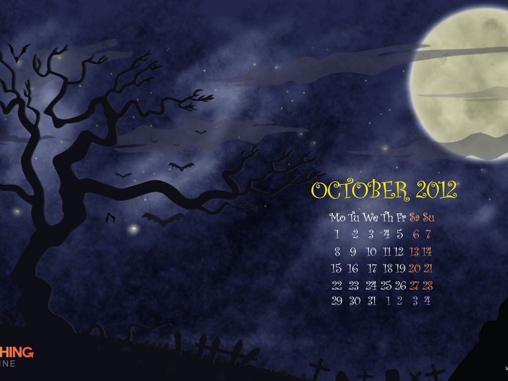 October 2012 Calendar wallpaper (1) #18 - 1024x768
