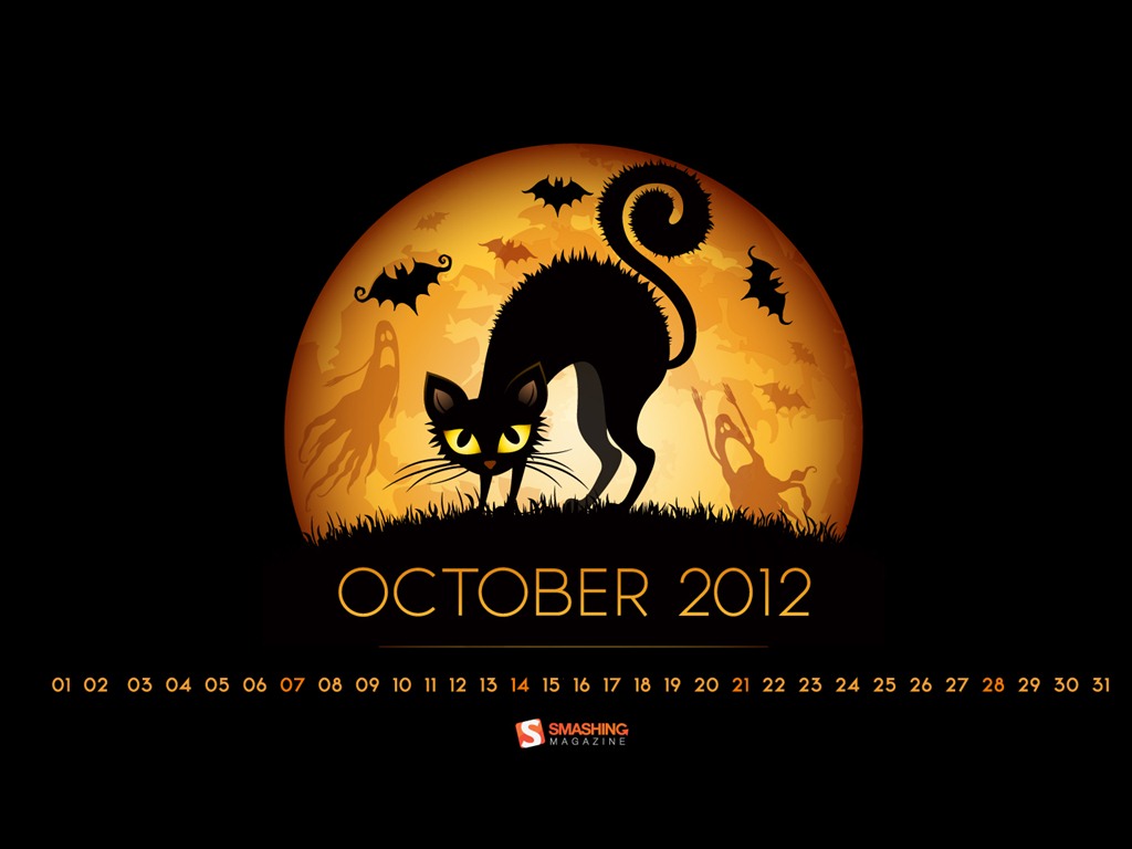 2012年10月カレンダー壁紙（2） #1 - 1024x768