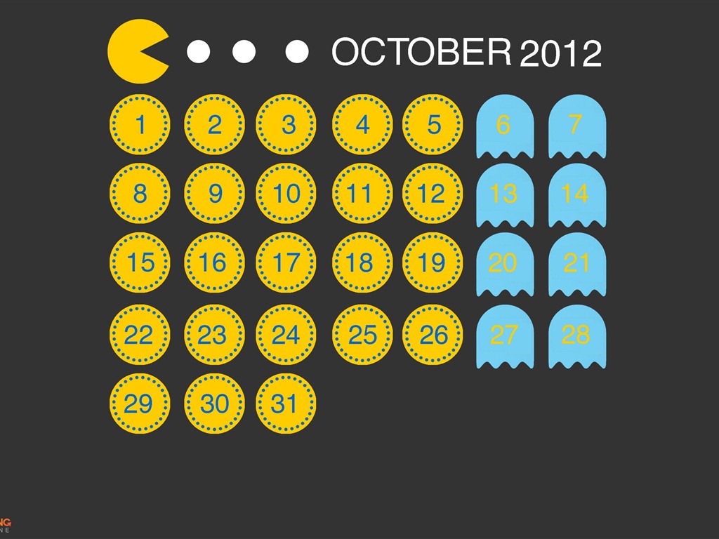 2012年10月カレンダー壁紙（2） #2 - 1024x768
