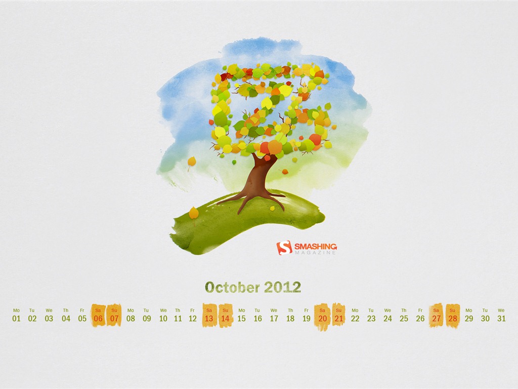 October 2012 Calendar wallpaper (2) #16 - 1024x768