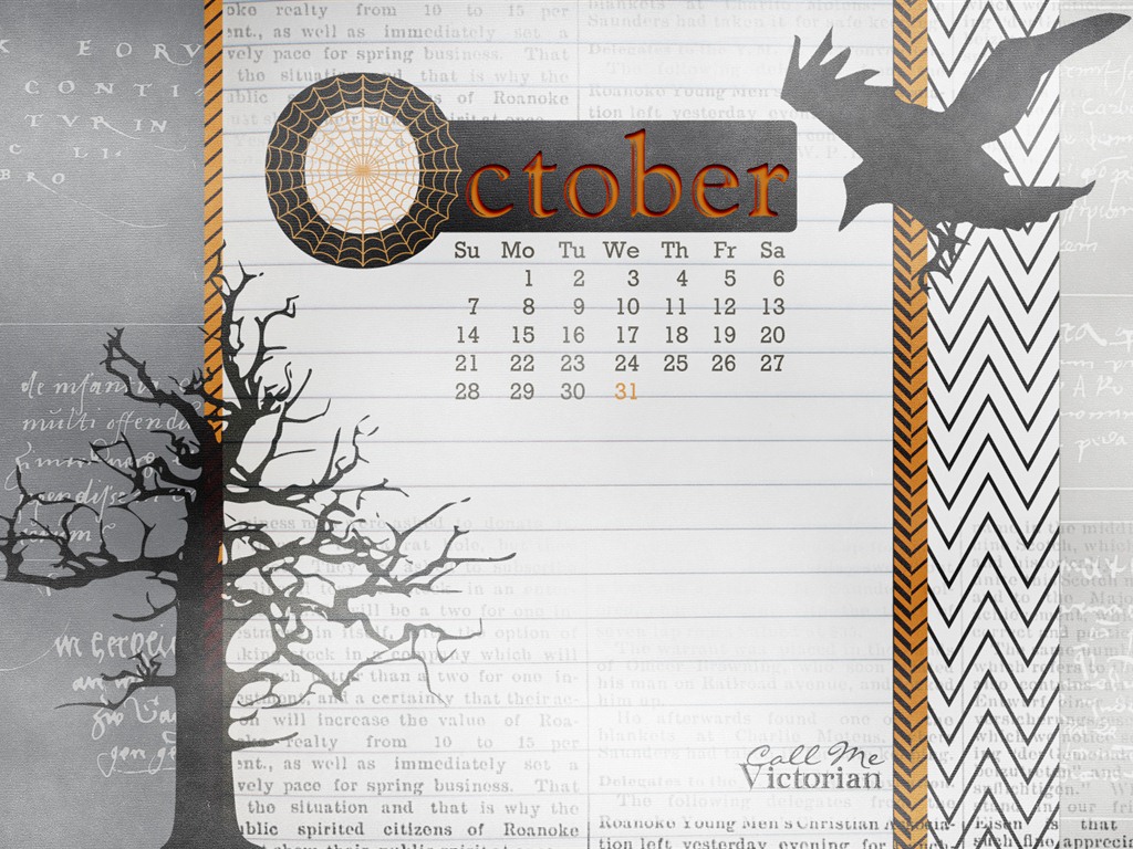 2012年10月カレンダー壁紙（2） #18 - 1024x768