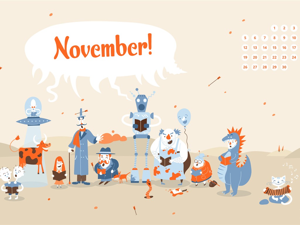 Novembre 2012 Calendar Wallpaper (1) #9 - 1024x768