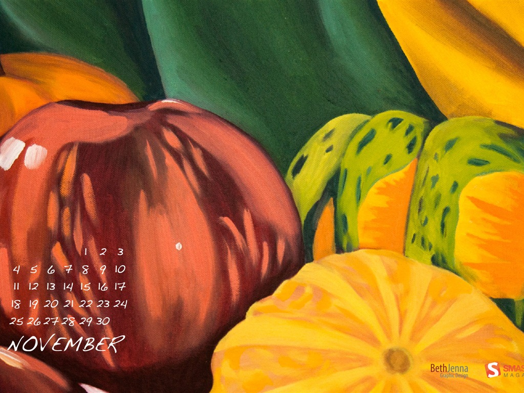 Novembre 2012 Calendar Wallpaper (1) #18 - 1024x768