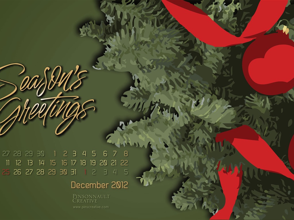 December 2012 Calendar wallpaper (1) #3 - 1024x768