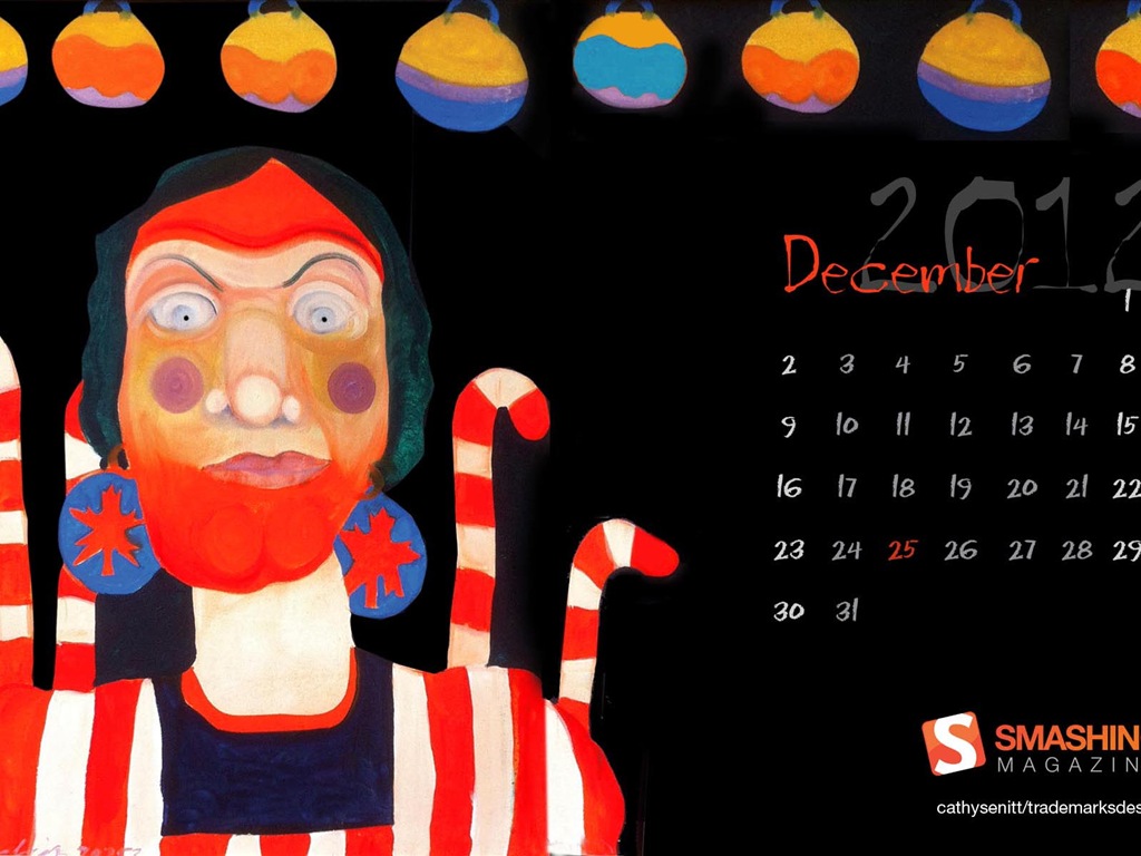 December 2012 Calendar wallpaper (1) #14 - 1024x768