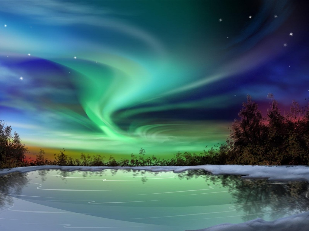 Natural wonders of the Northern Lights HD Wallpaper (2) #25 - 1024x768