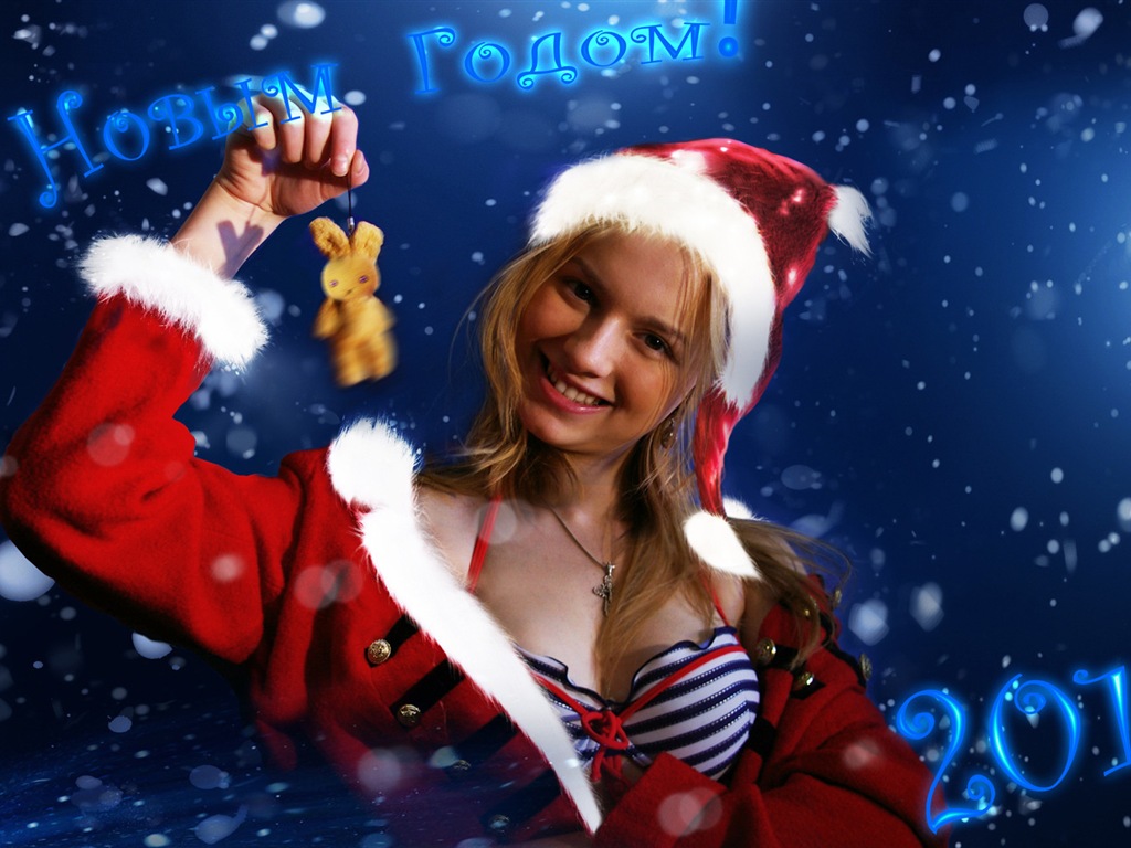 아름다운 크리스마스 소녀 HD 배경 화면 (1) #12 - 1024x768