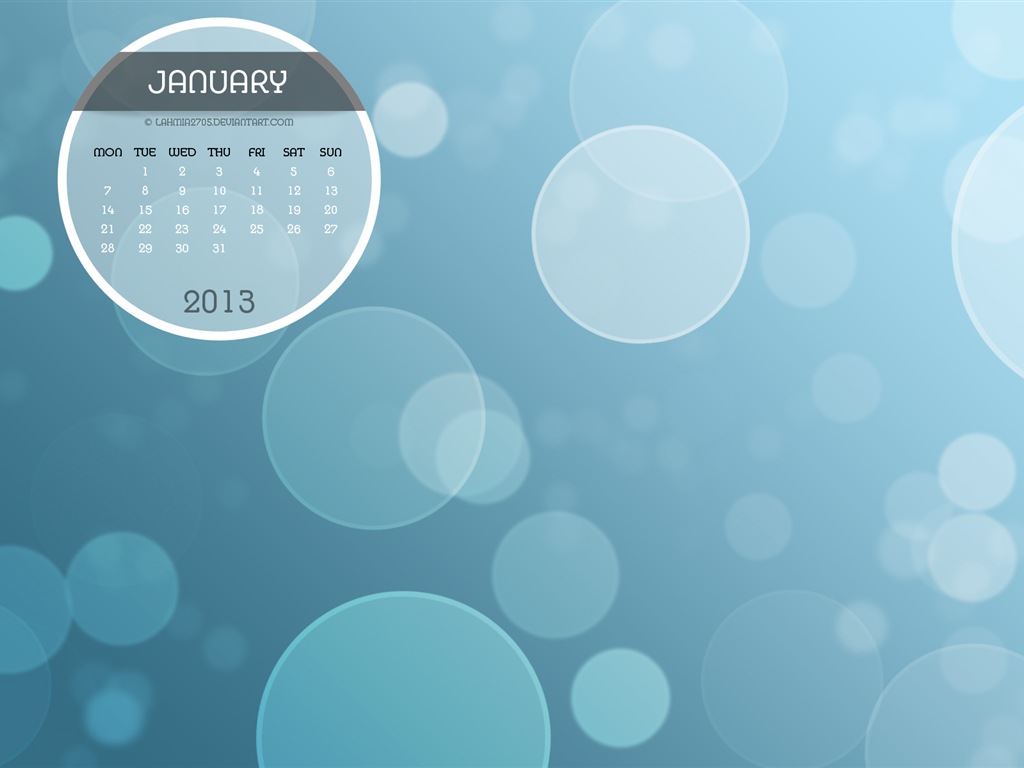Janvier 2013 Calendrier fond d'écran (1) #9 - 1024x768