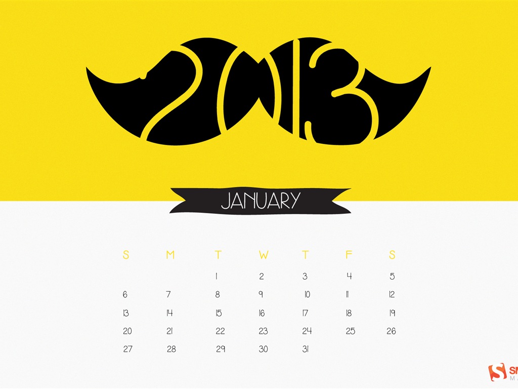 January 2013 Calendar wallpaper (1) #20 - 1024x768