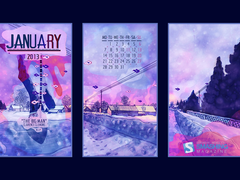 Januar 2013 Kalender Wallpaper (2) #6 - 1024x768