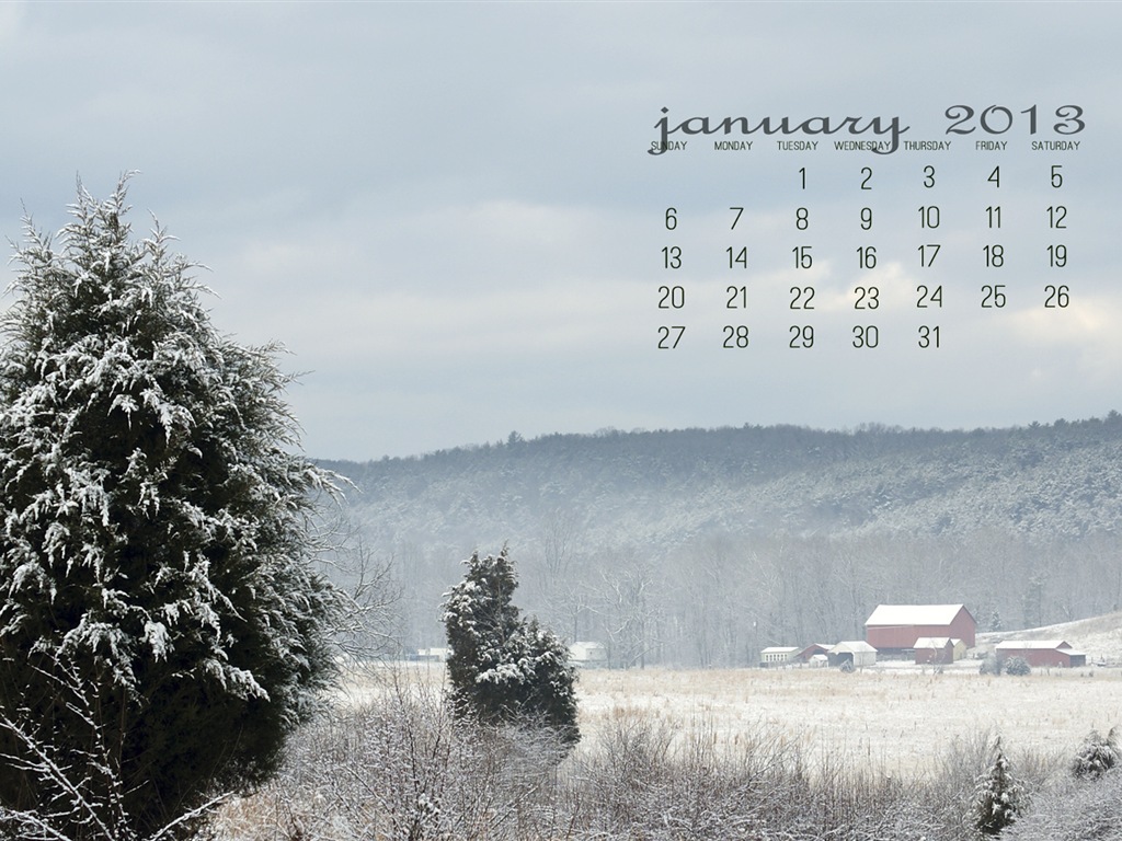 Januar 2013 Kalender Wallpaper (2) #15 - 1024x768