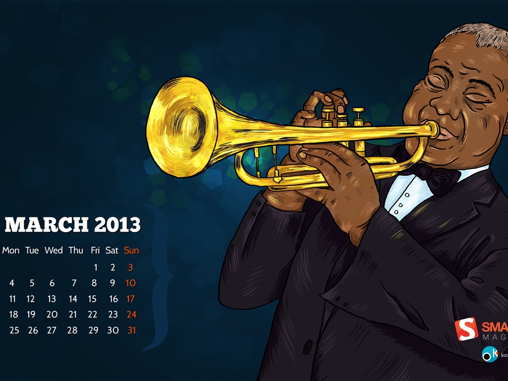 März 2013 Kalender Wallpaper (2) #2 - 1024x768