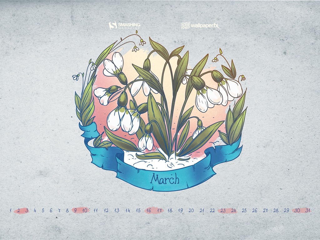 March 2013 calendar wallpaper (2) #11 - 1024x768