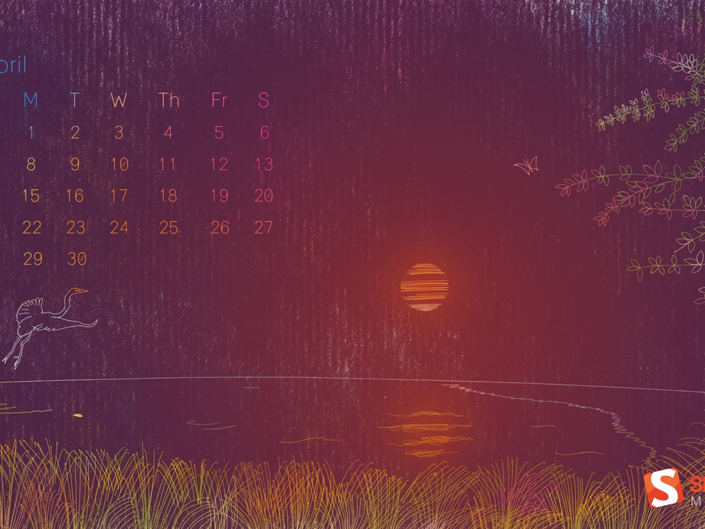 04 2013 Calendar fondo de pantalla (2) #19 - 1024x768