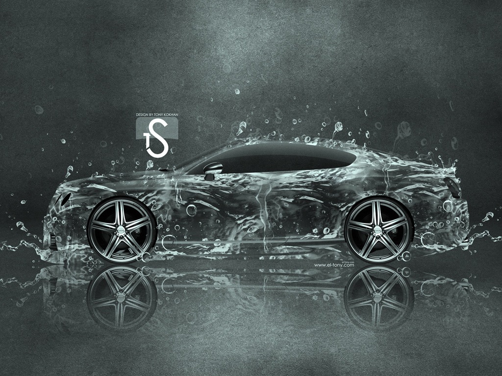 水滴のしぶき、美しい車創造的なデザインの壁紙 #2 - 1024x768
