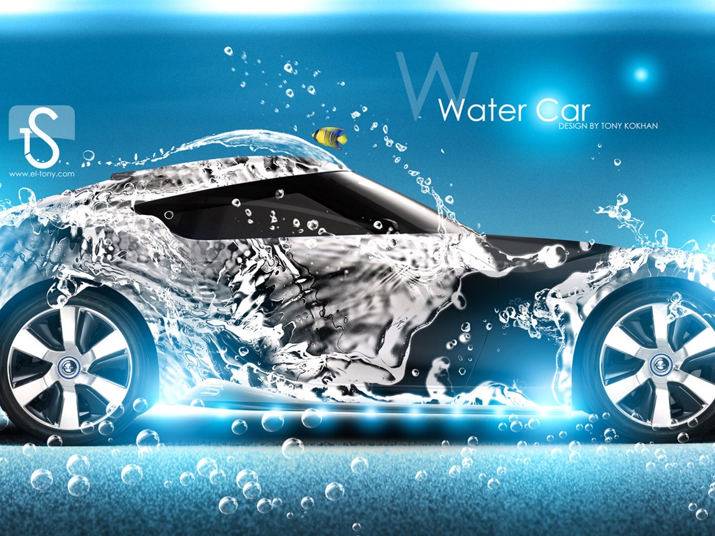 水滴のしぶき、美しい車創造的なデザインの壁紙 #5 - 1024x768