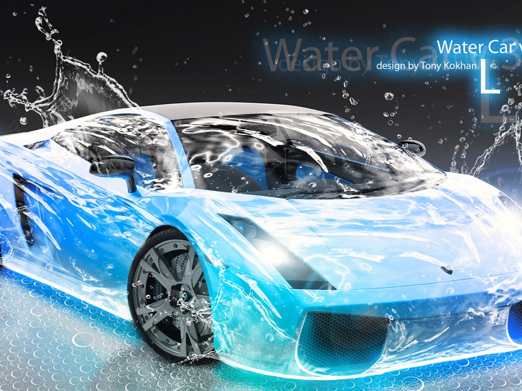 水滴のしぶき、美しい車創造的なデザインの壁紙 #6 - 1024x768