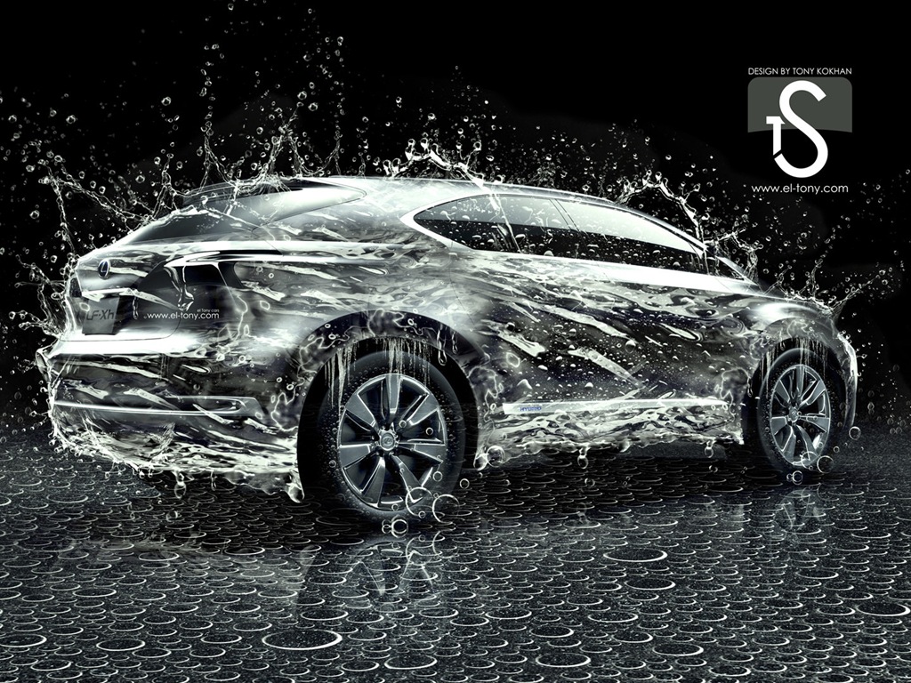 Wassertropfen spritzen, schönes Auto kreative Design Tapeten #8 - 1024x768