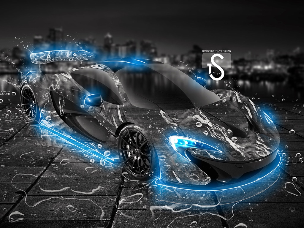 물 방울 스플래시, 아름다운 차 크리 에이 티브 디자인 배경 화면 #12 - 1024x768