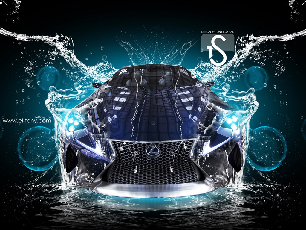 Капли воды всплеск, красивый автомобиль творческого дизайна обоев #14 - 1024x768