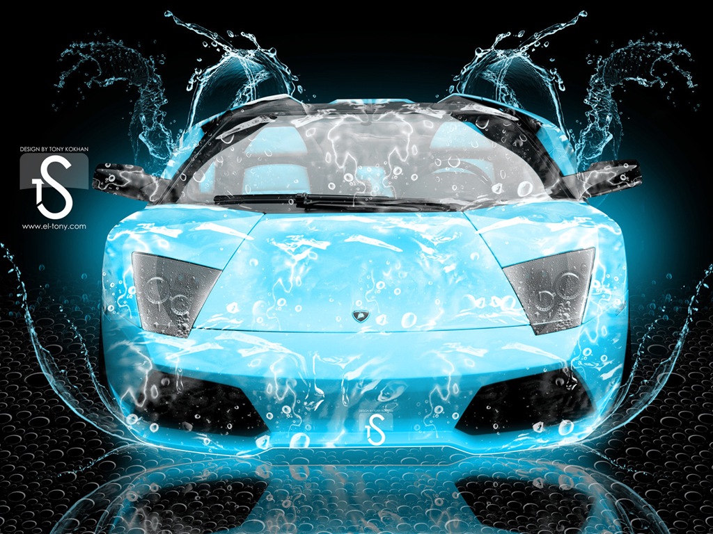 Wassertropfen spritzen, schönes Auto kreative Design Tapeten #16 - 1024x768