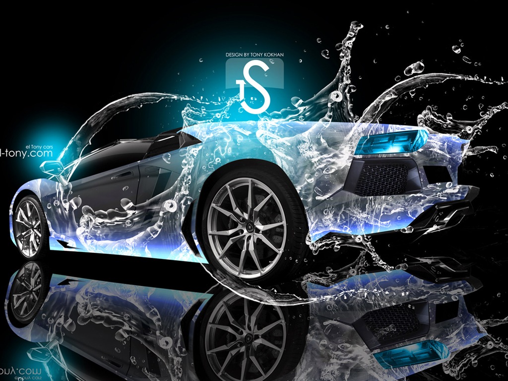 Wassertropfen spritzen, schönes Auto kreative Design Tapeten #19 - 1024x768
