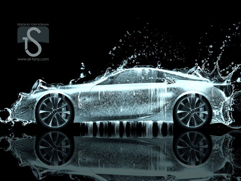 Water drops splash, beautiful car creative design wallpaper #26 - 1024x768