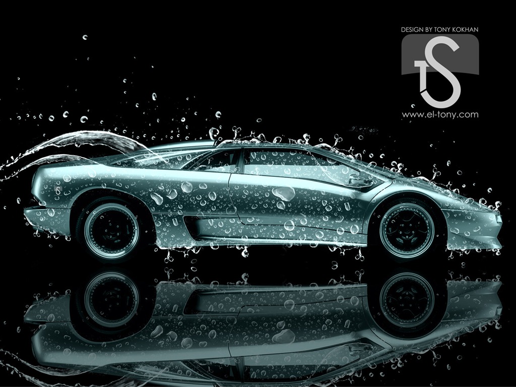 Wassertropfen spritzen, schönes Auto kreative Design Tapeten #27 - 1024x768