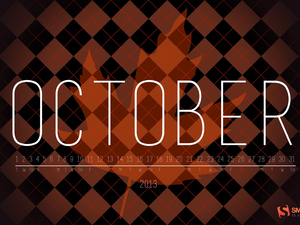 Октябрь 2013 Календарь обои (2) #7 - 1024x768