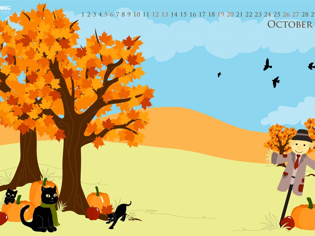 Октябрь 2013 Календарь обои (2) #15 - 1024x768