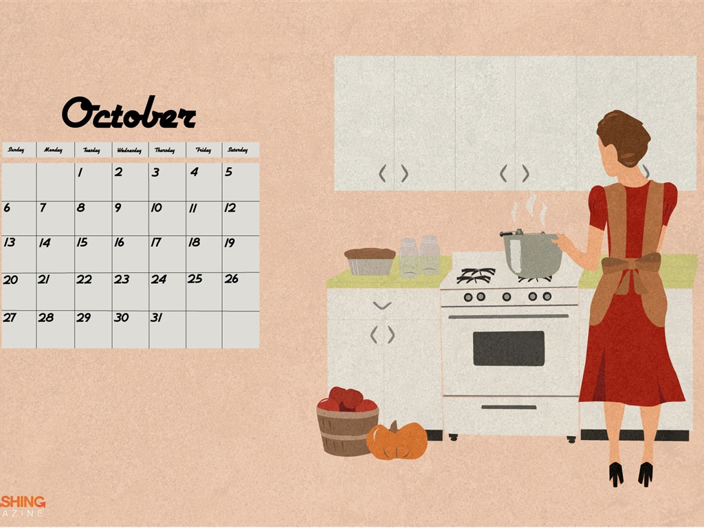 2013年10月カレンダー壁紙（2） #17 - 1024x768