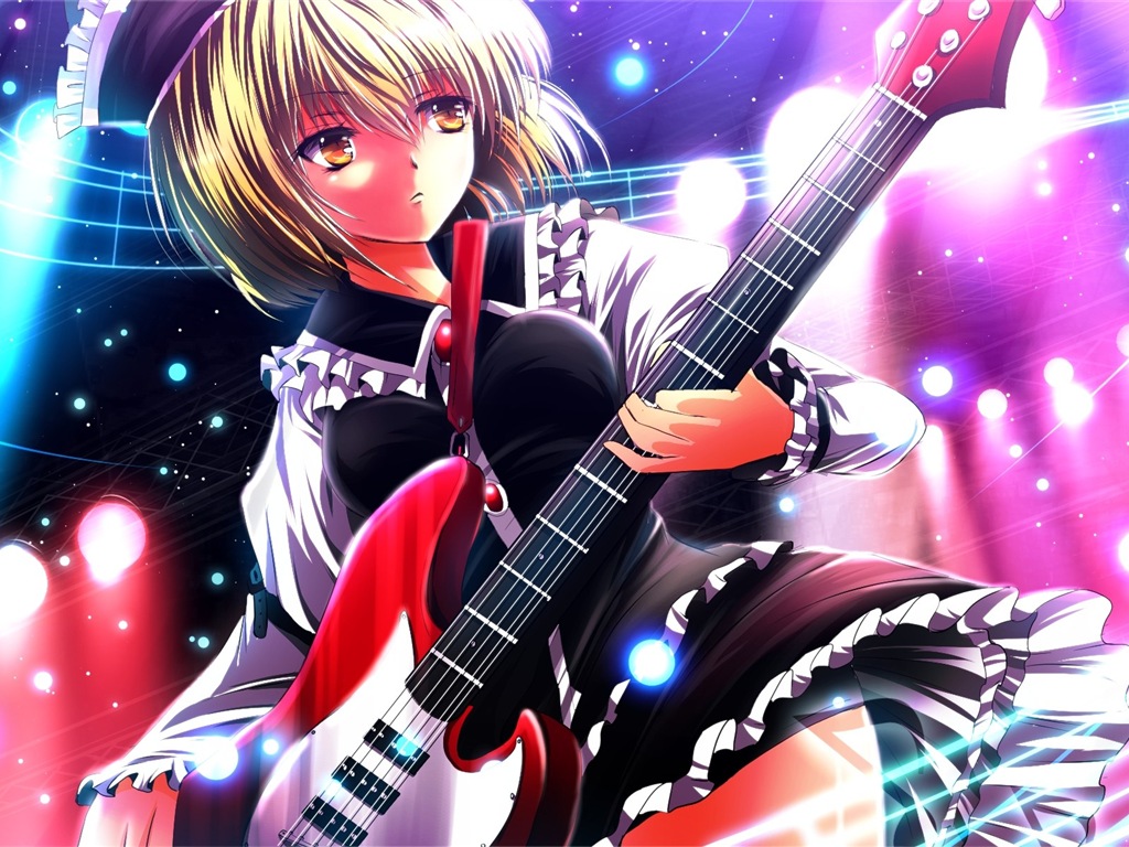 音楽ギターアニメの女の子HDの壁紙 #1 - 1024x768