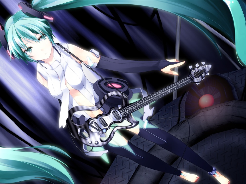 音楽ギターアニメの女の子HDの壁紙 #12 - 1024x768