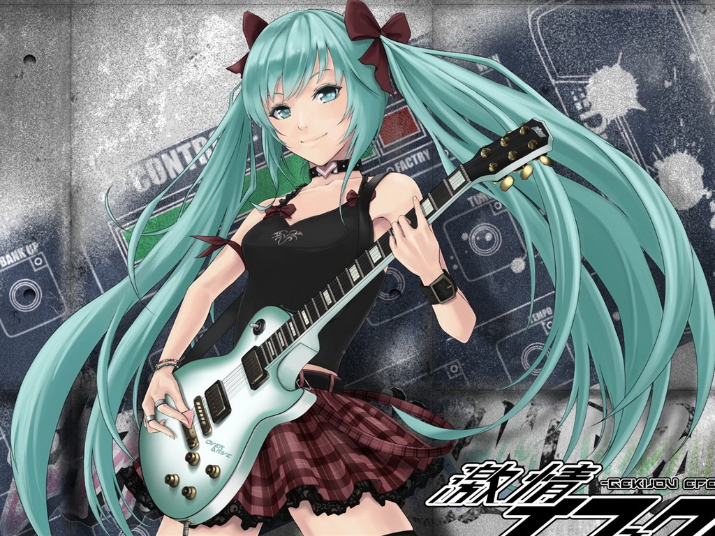 音楽ギターアニメの女の子HDの壁紙 #14 - 1024x768