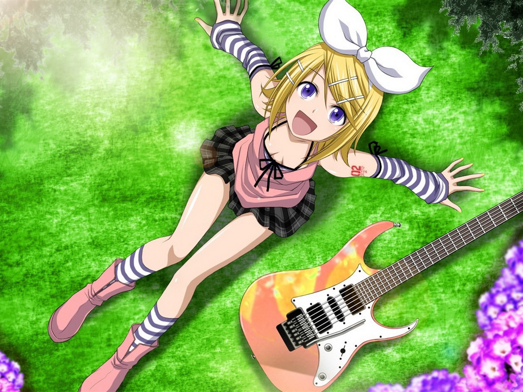 音楽ギターアニメの女の子HDの壁紙 #15 - 1024x768
