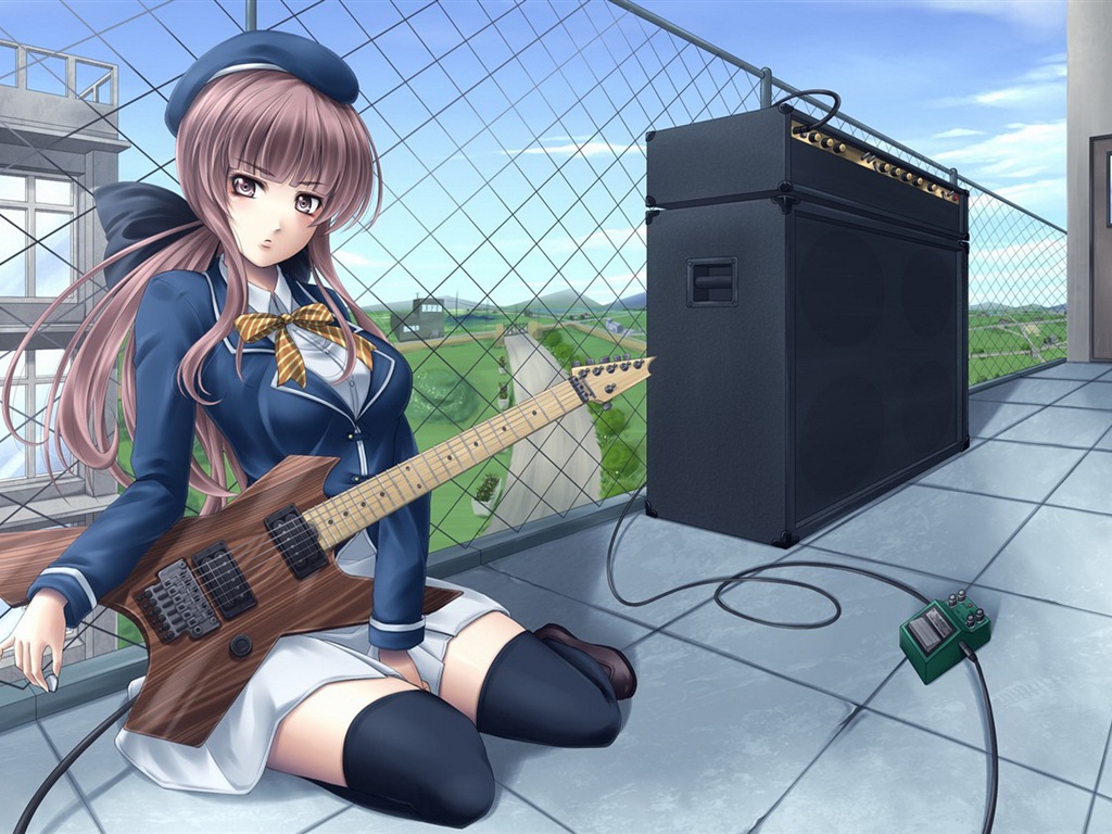 音楽ギターアニメの女の子HDの壁紙 #17 - 1024x768