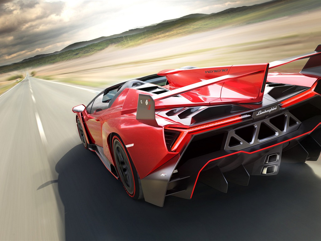 2014 Lamborghini Roadster Veneno rojo supercar HD wallpapers #2 - 1024x768