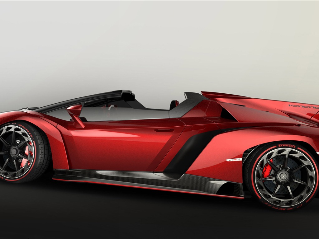 2014 Lamborghini Roadster Veneno rojo supercar HD wallpapers #4 - 1024x768